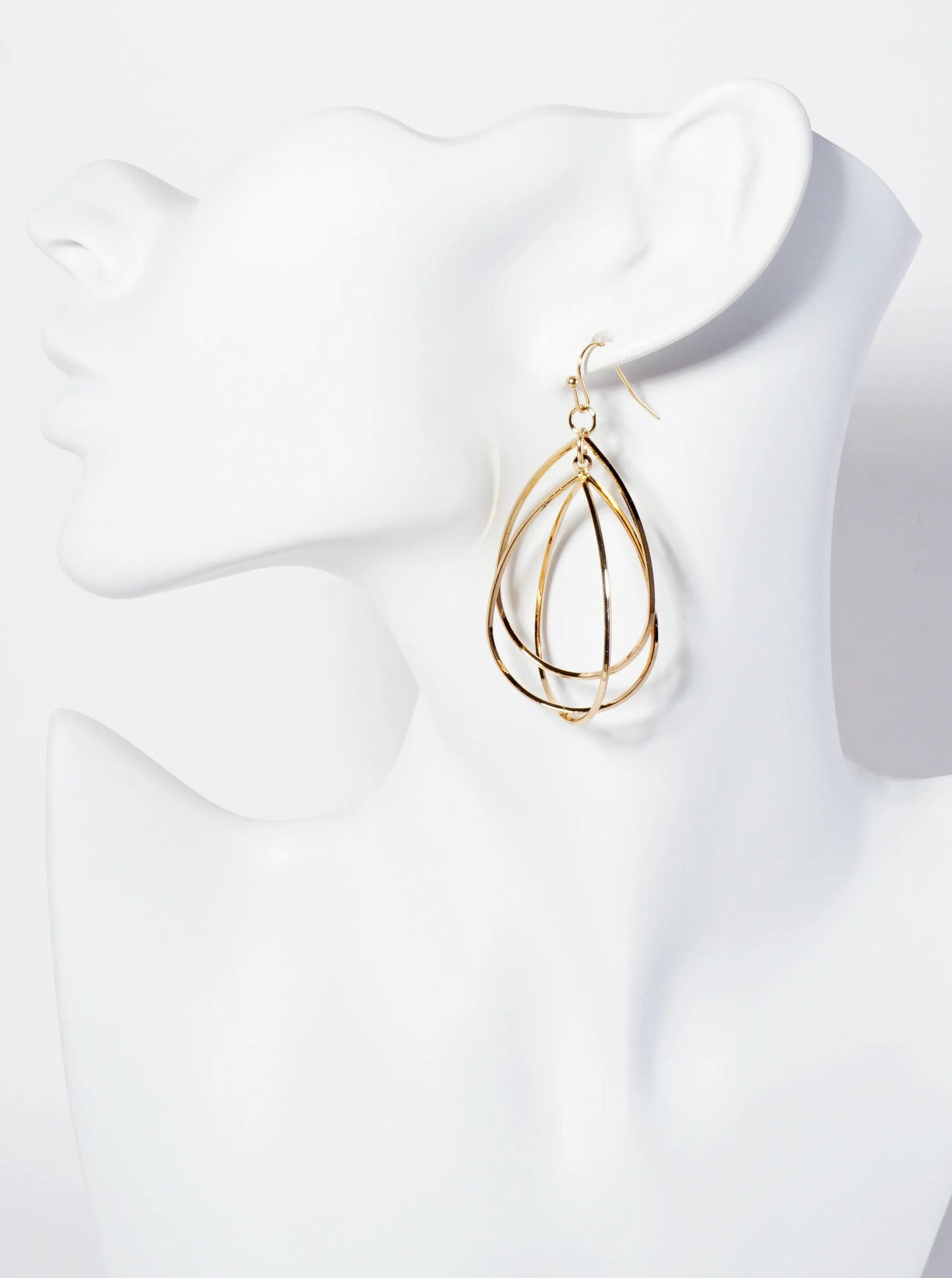 Metal Three-Dimensional Intertwined Teardrop Dangle Earrings