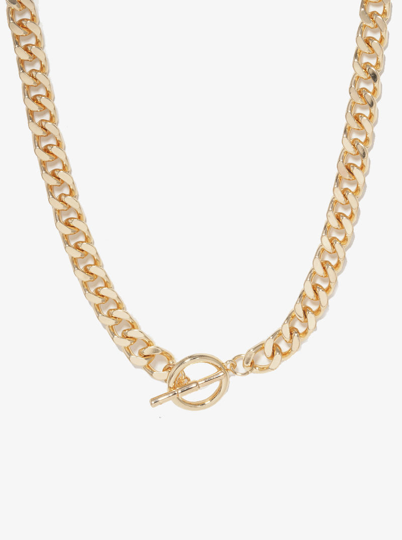 Metal Toggle T Bar Curb Chain Necklace