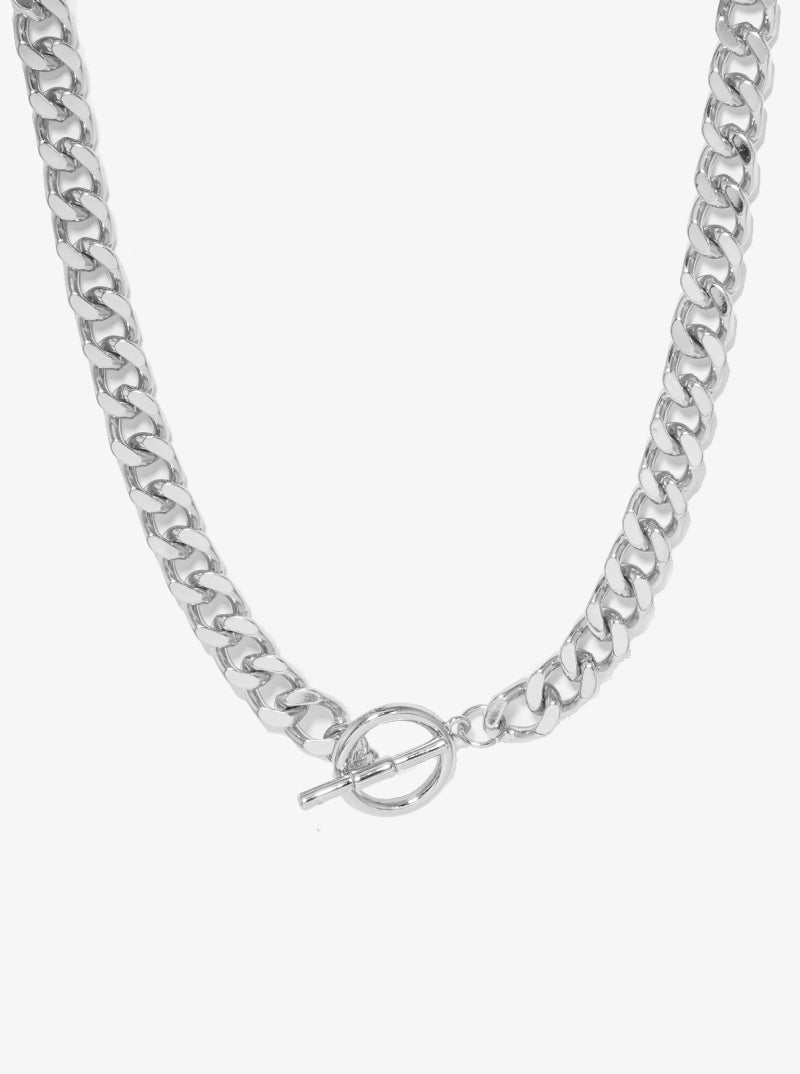 Metal Toggle T Bar Curb Chain Necklace