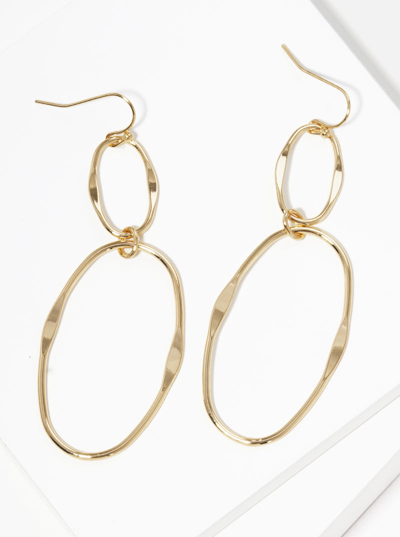 Metal Two Tier Oval Dangle Drop Earrings