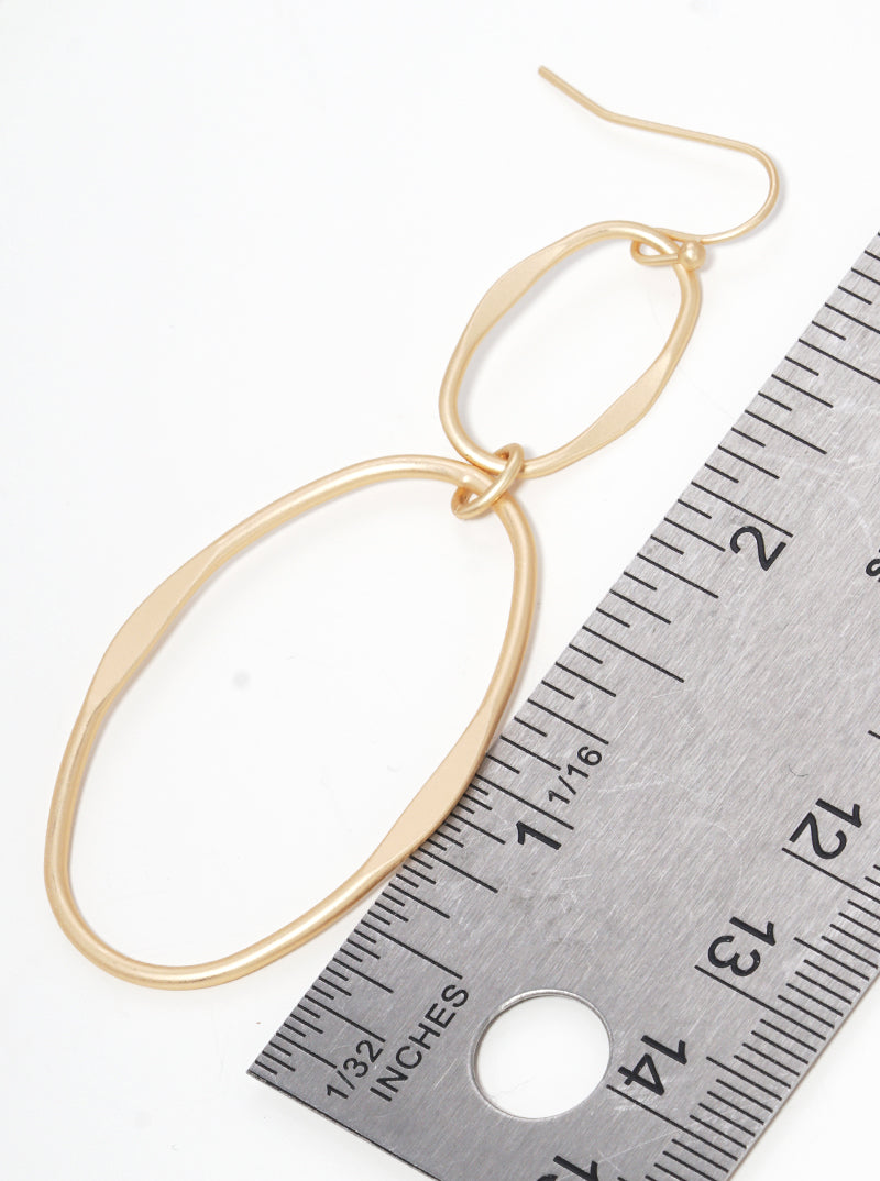 Metal Two Tier Oval Dangle Drop Earrings