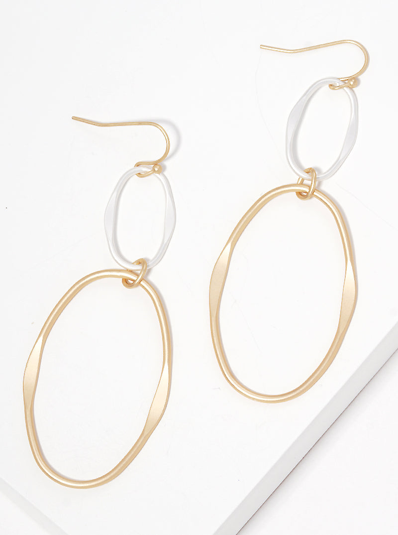 Metal Two Tier Oval Dangle Drop Earrings