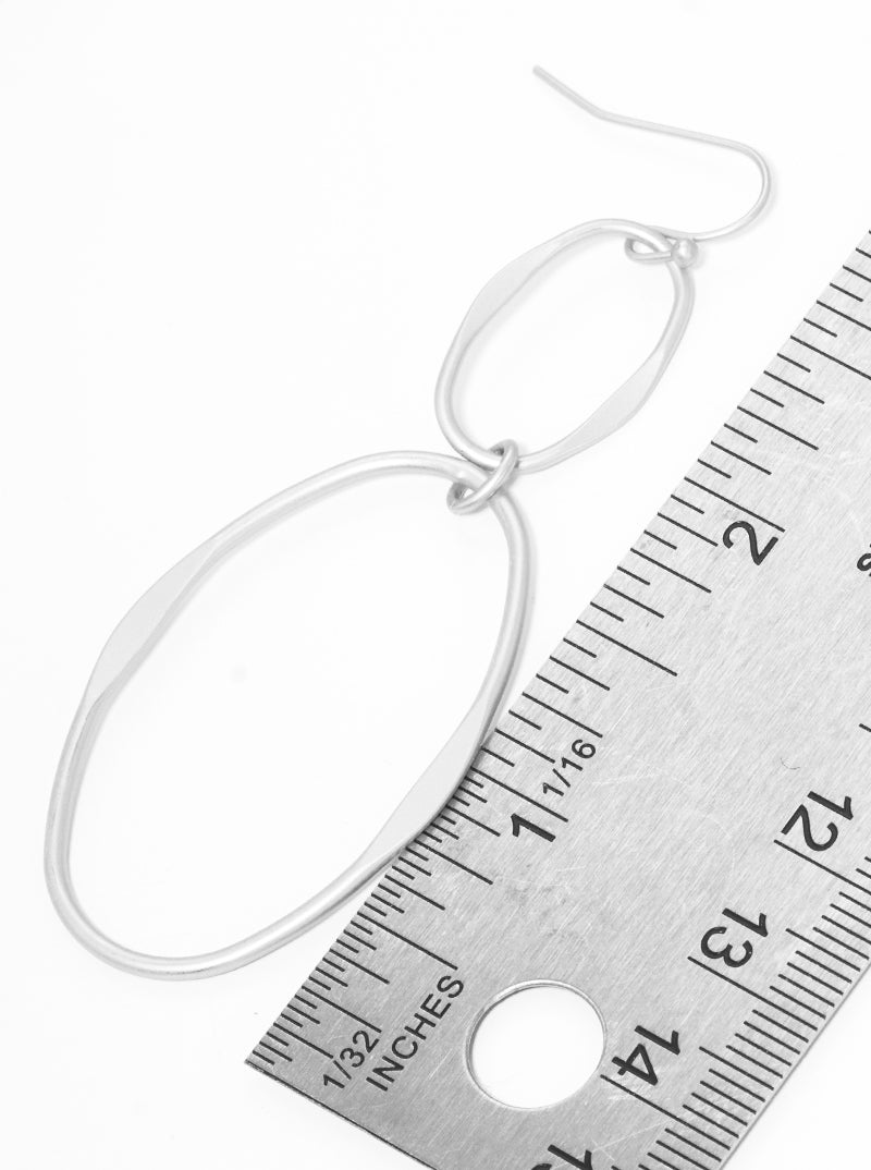 Metal Two Tier Oval Dangle Drop Earrings