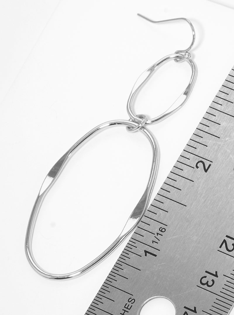 Metal Two Tier Oval Dangle Drop Earrings