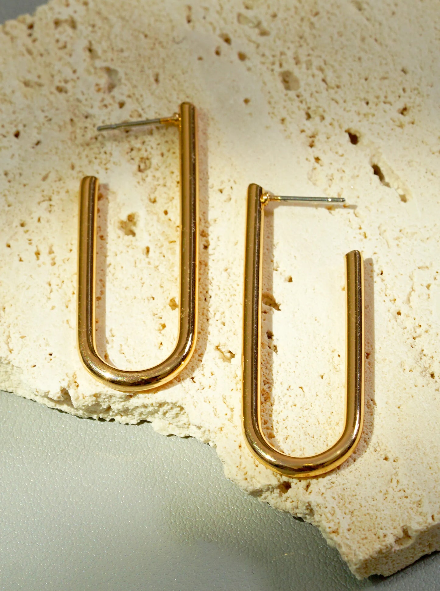 Metal U-Shape 45mm Open Hoop Earrings