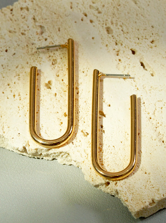 Metal U-Shape 45mm Open Hoop Earrings