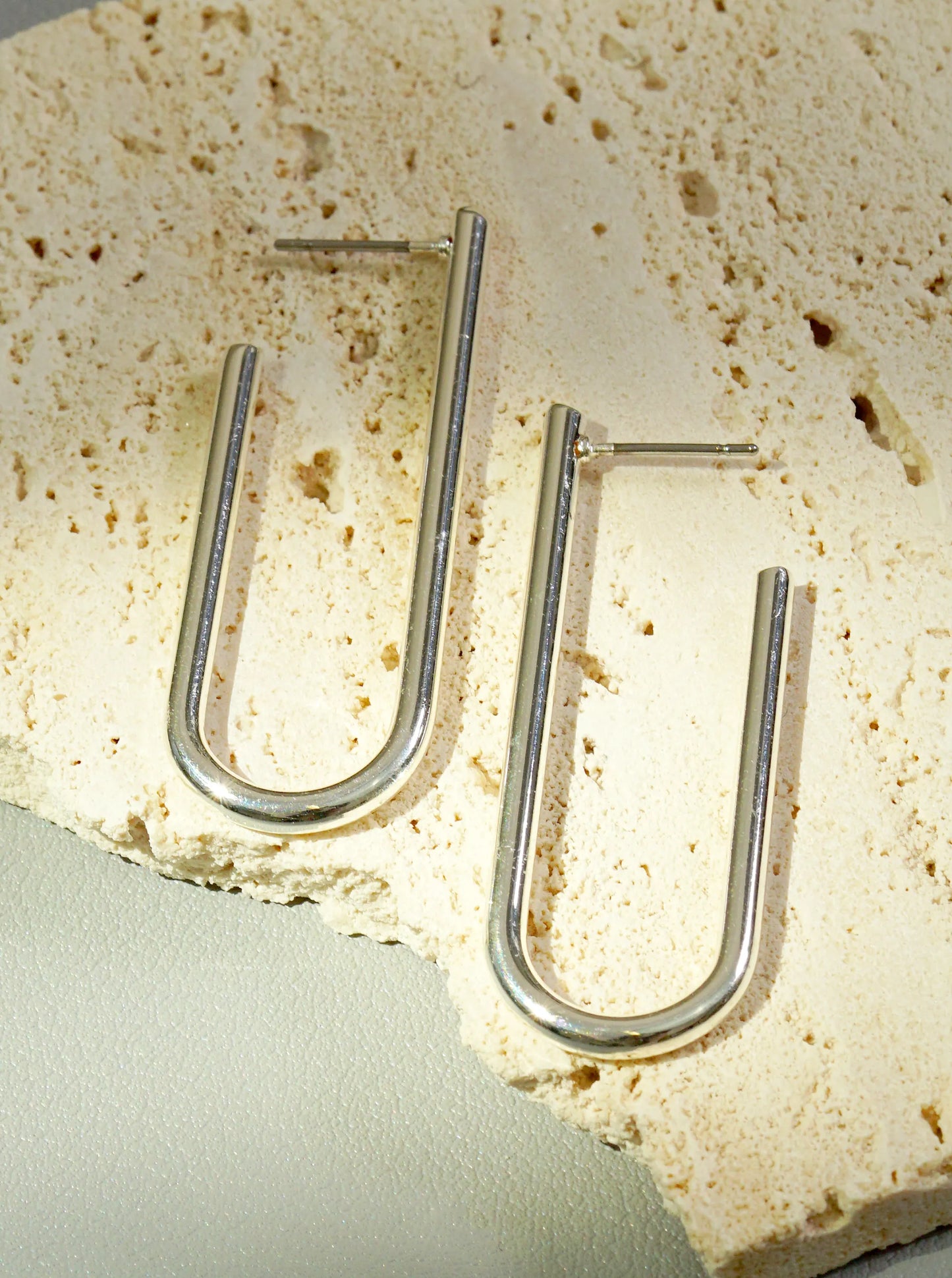Metal U-Shape 45mm Open Hoop Earrings