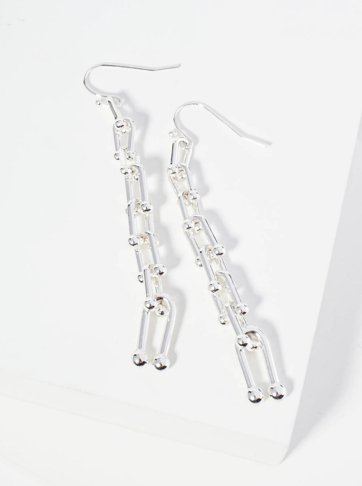 Metal U-Shape Link Chain Dangle Earrings