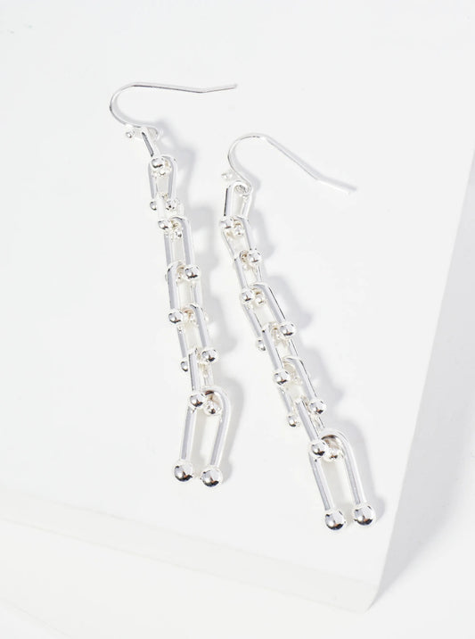 Metal U-Shape Link Chain Dangle Earrings