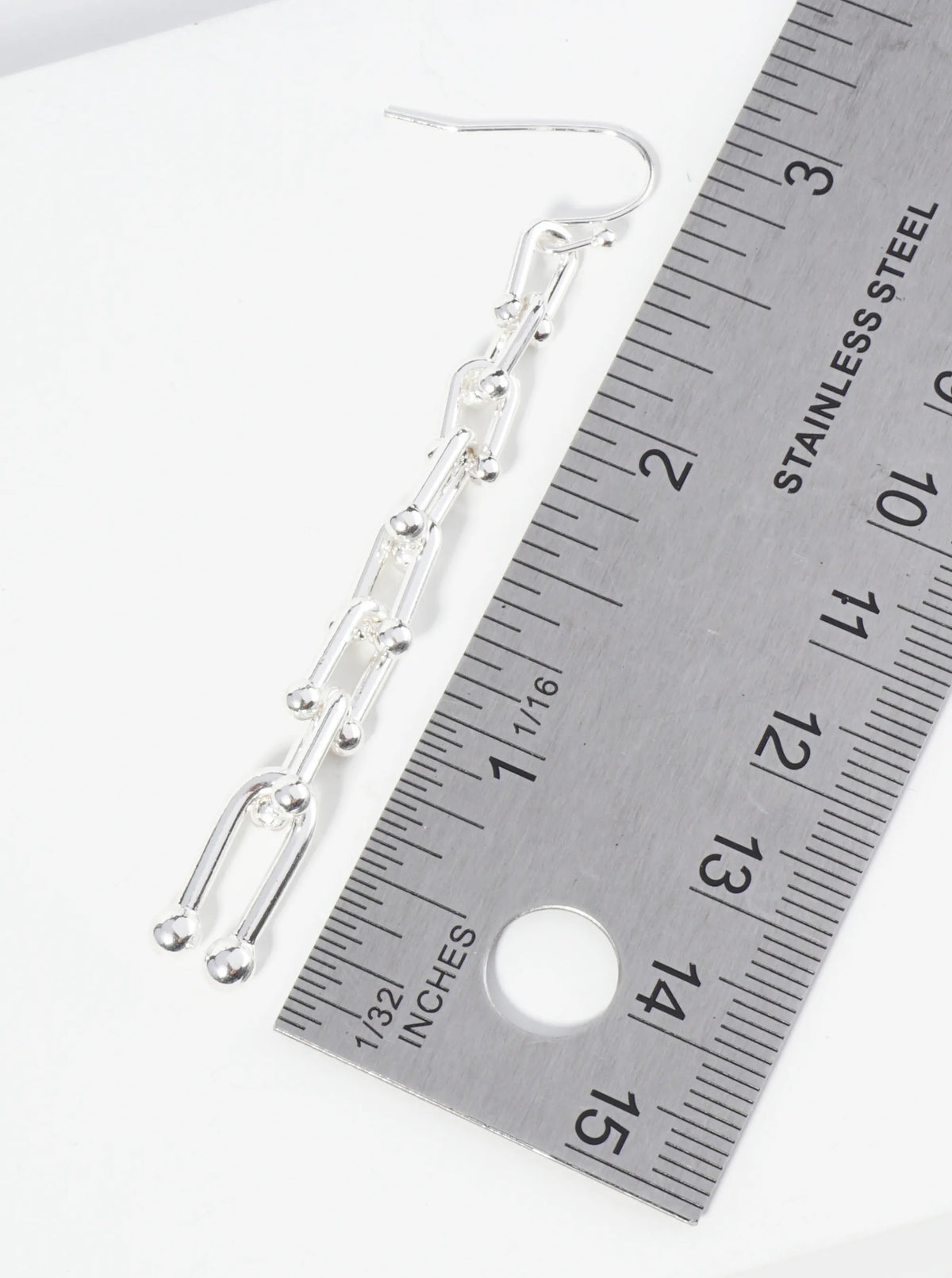 Metal U-Shape Link Chain Dangle Earrings