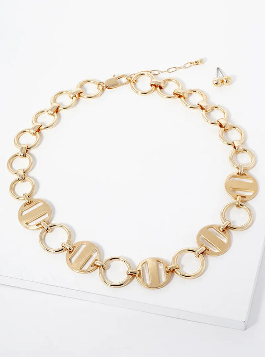Metal Unique Chain Necklace Set With Earrings