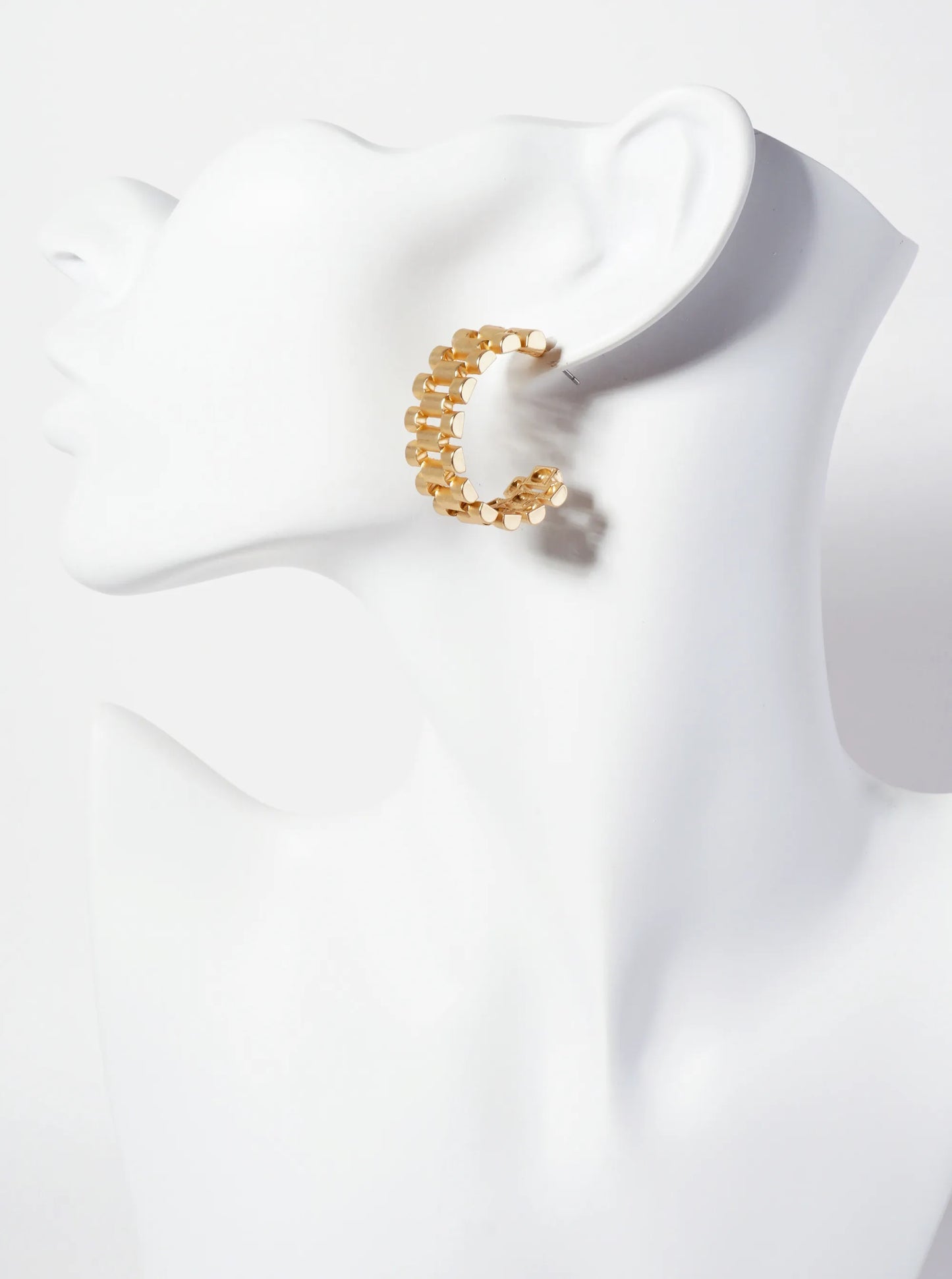 Metal Watch-Strap Design 30mm Open Hoop Earrings