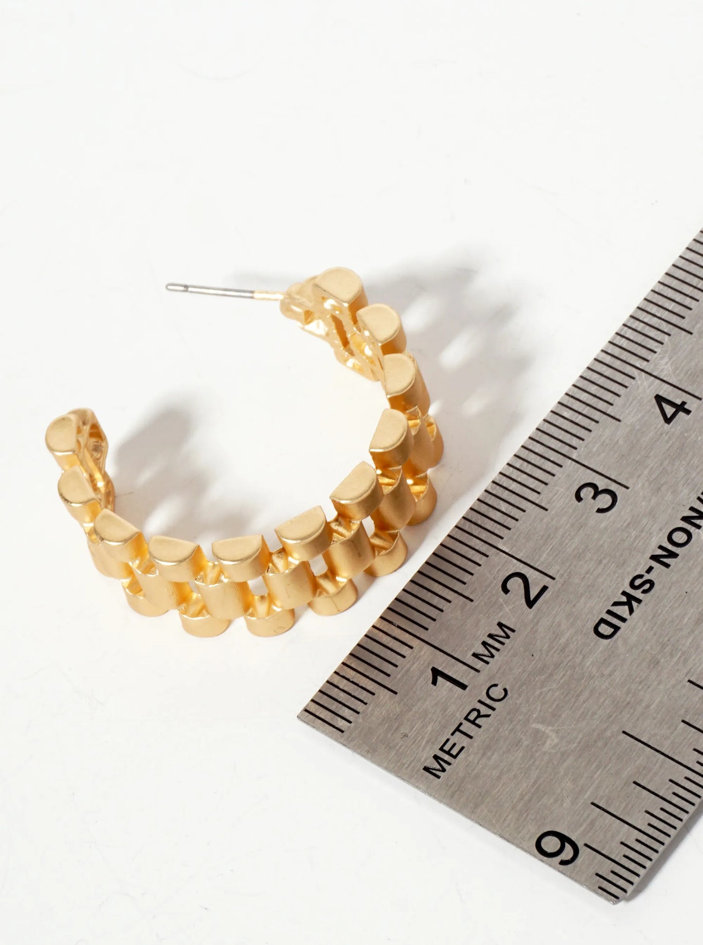 Metal Watch-Strap Design 30mm Open Hoop Earrings