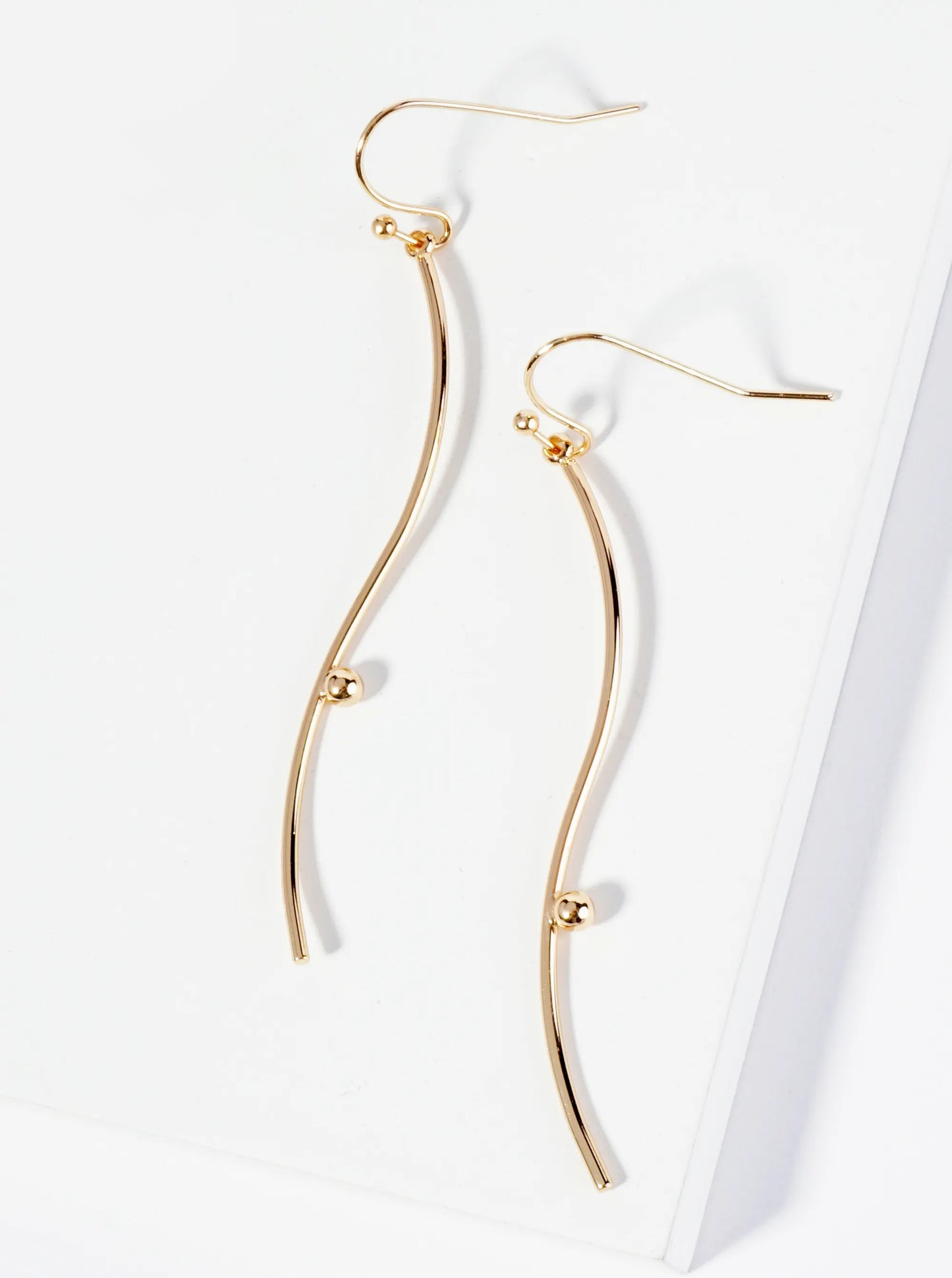 Metal Wavy Bar Dangle Drop Earrings