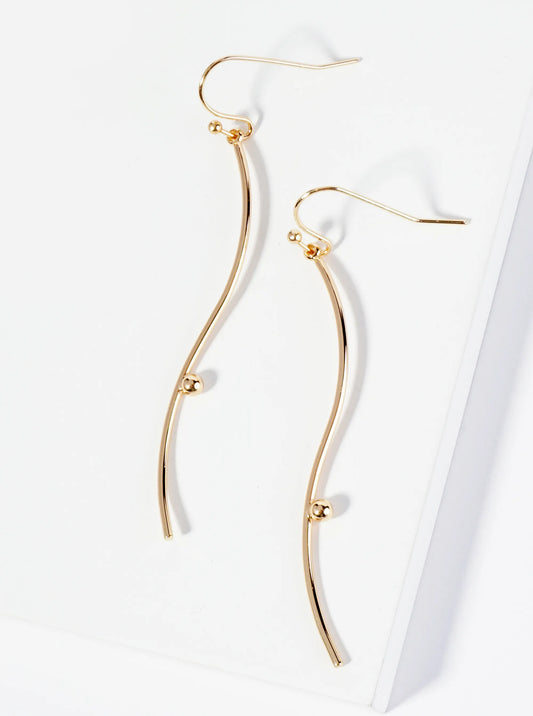 Metal Wavy Bar Dangle Drop Earrings