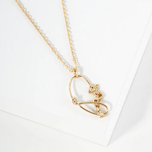 Metal Whip-Swinging Cowgirl Pendant Necklace