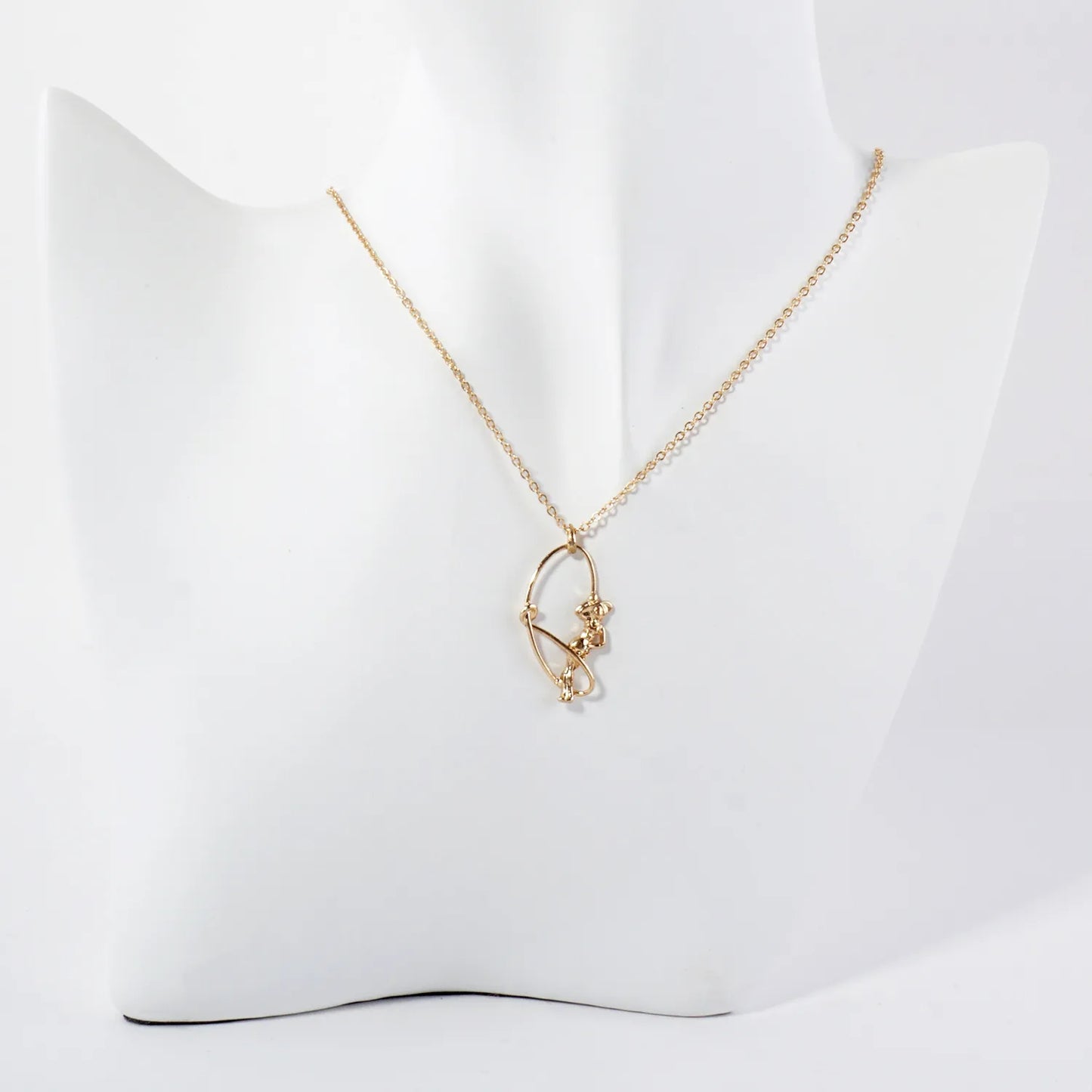 Metal Whip-Swinging Cowgirl Pendant Necklace