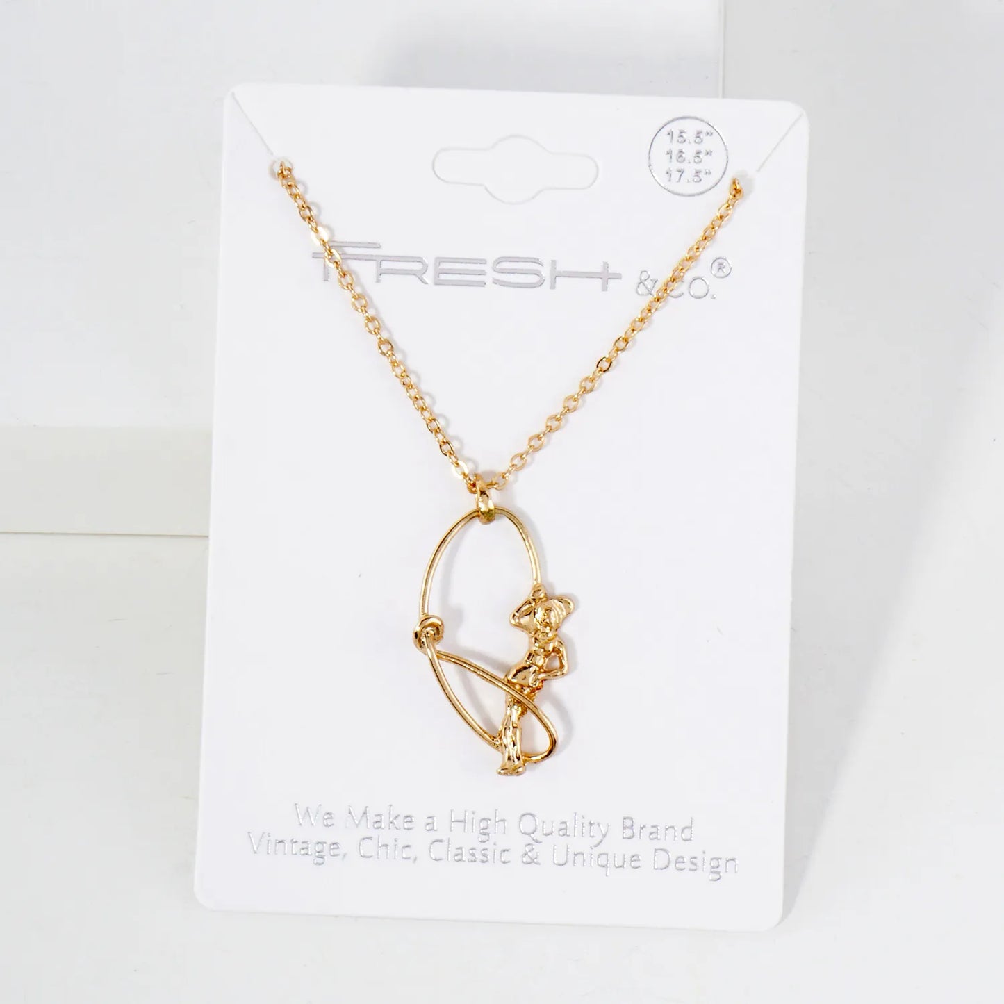 Metal Whip-Swinging Cowgirl Pendant Necklace