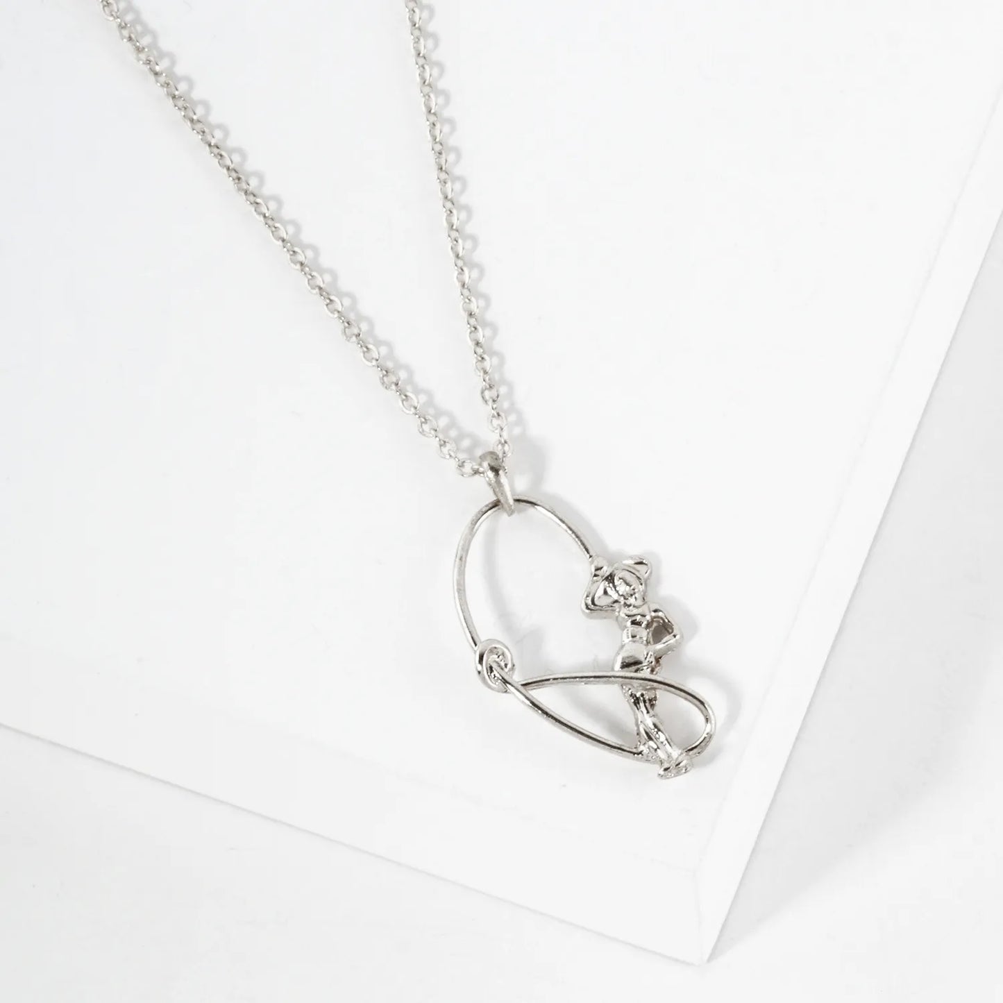 Metal Whip-Swinging Cowgirl Pendant Necklace