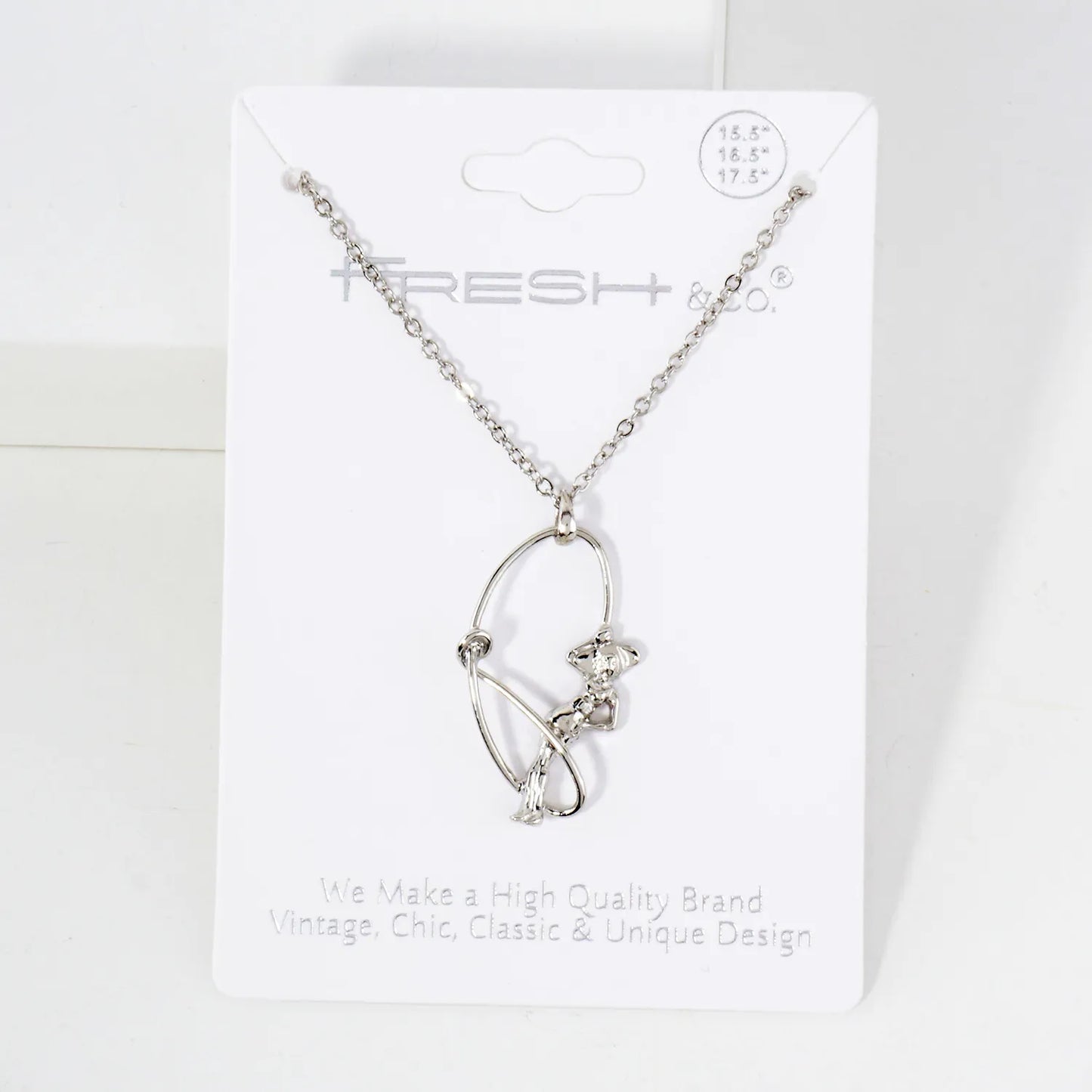 Metal Whip-Swinging Cowgirl Pendant Necklace
