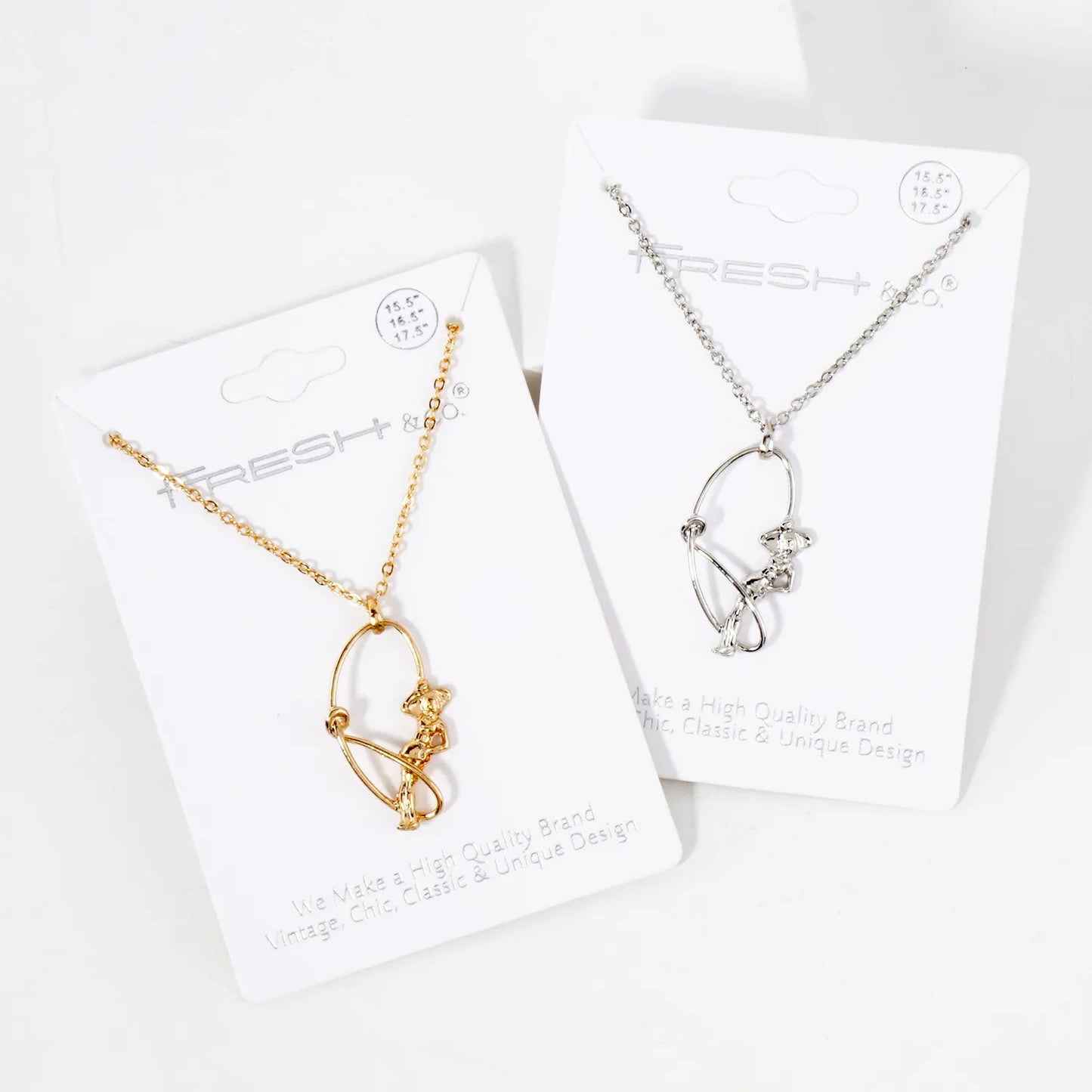 Metal Whip-Swinging Cowgirl Pendant Necklace