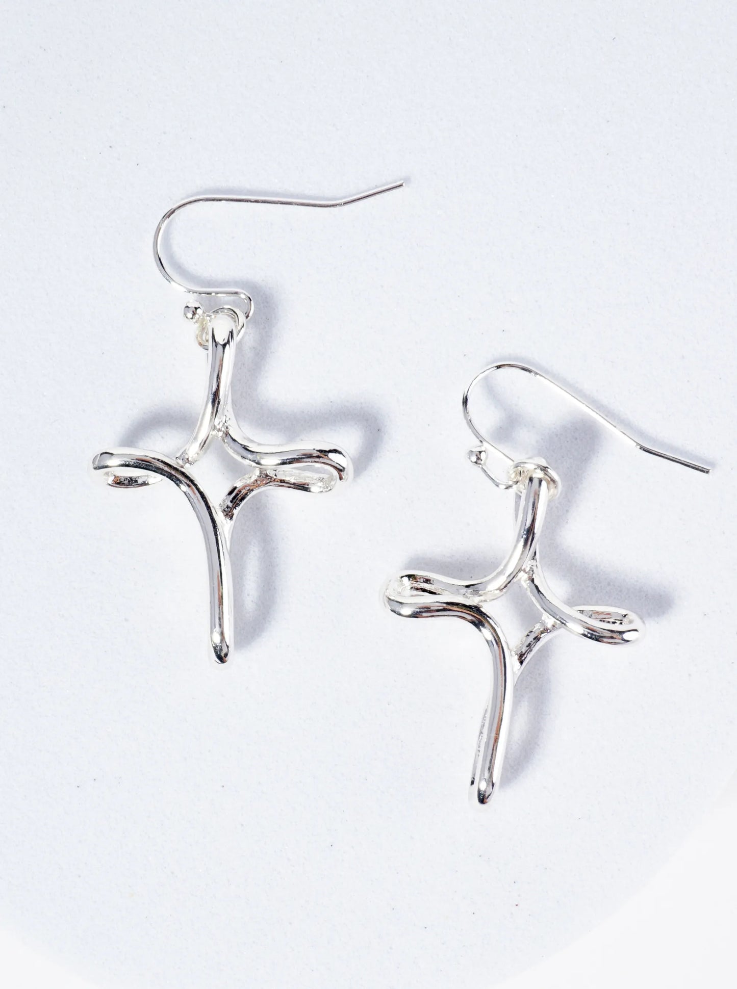 Metal Wire Cross Dangle Drop Earrings