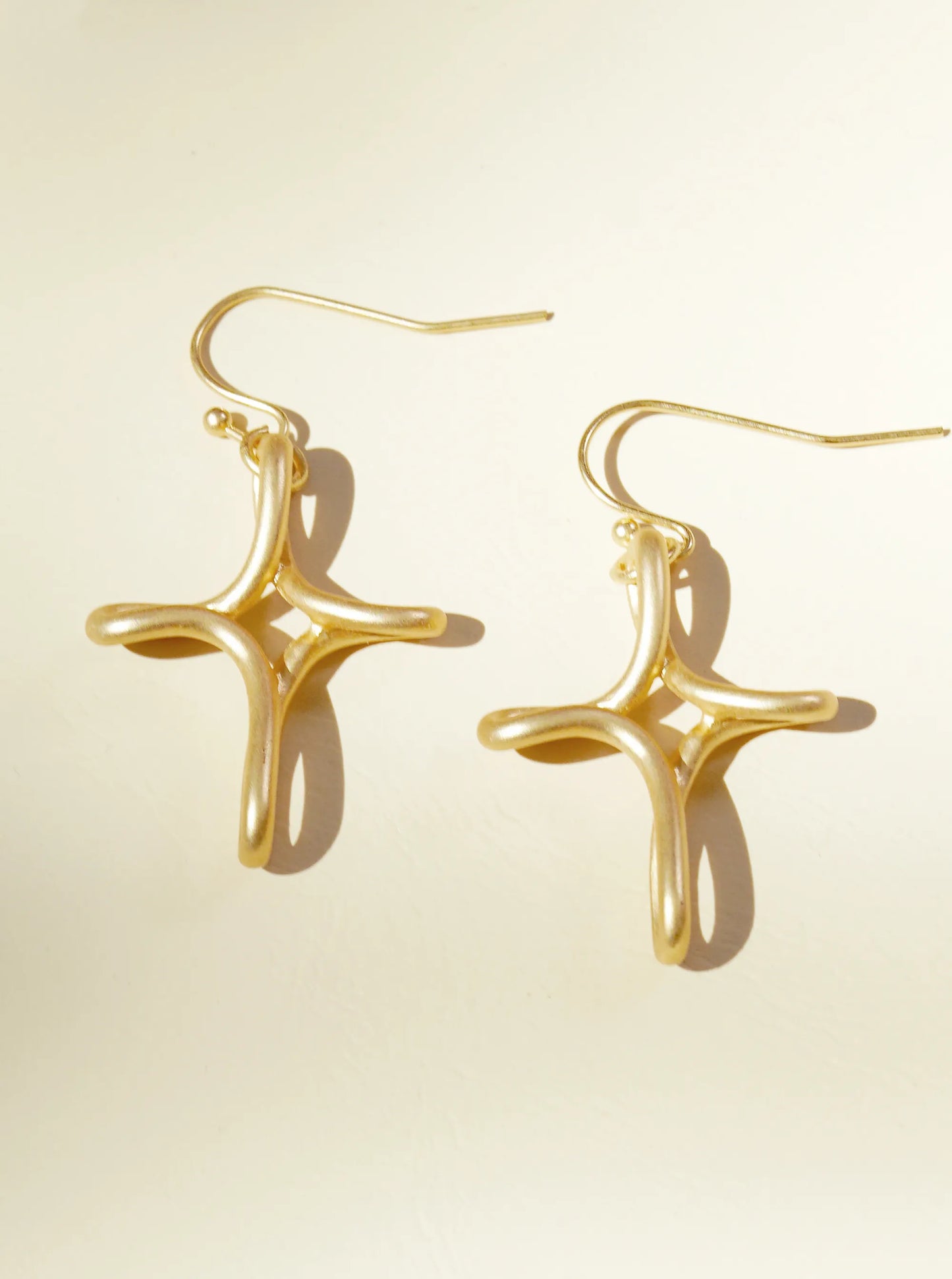 Metal Wire Cross Dangle Drop Earrings