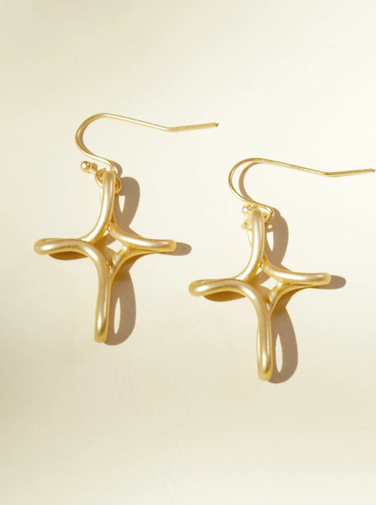 Metal Wire Cross Dangle Drop Earrings