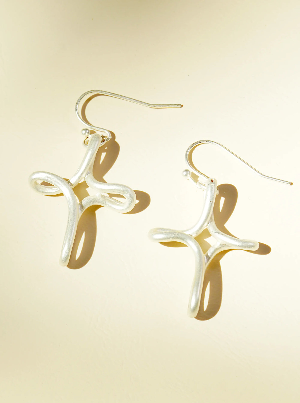 Metal Wire Cross Dangle Drop Earrings