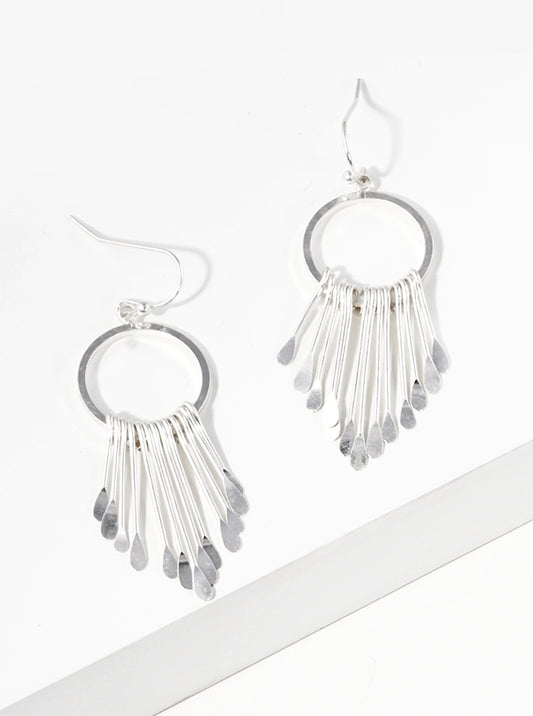 Textured Metal Flat Teardrop Dangle Drop Earrings