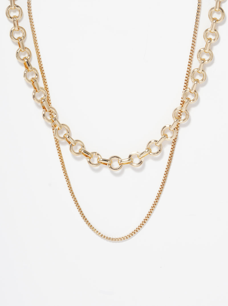 Metal Box Chain Chunky Chain Layered Necklace