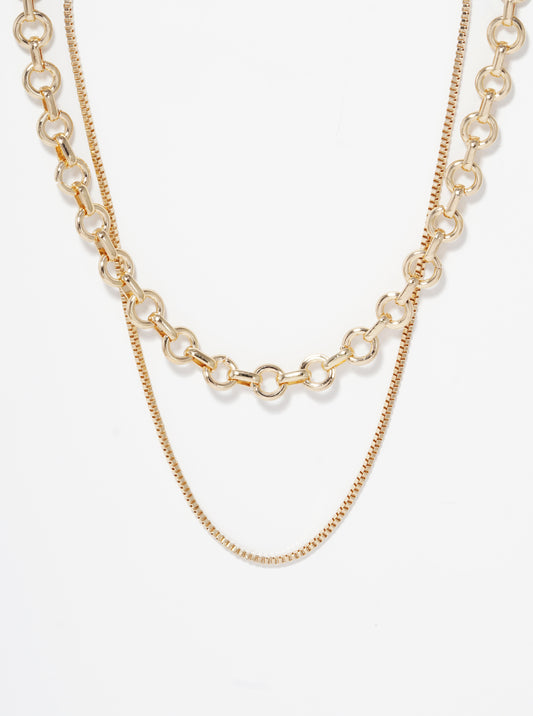 Metal Box Chain Chunky Chain Layered Necklace