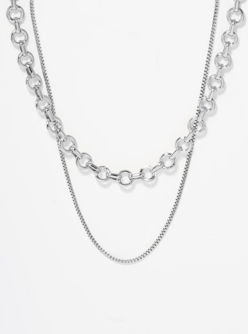 Metal Box Chain Chunky Chain Layered Necklace