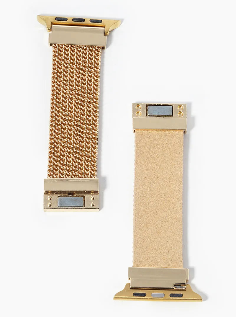 Metal Chain Leatherette Magnetic Closure Apple Watch Strap