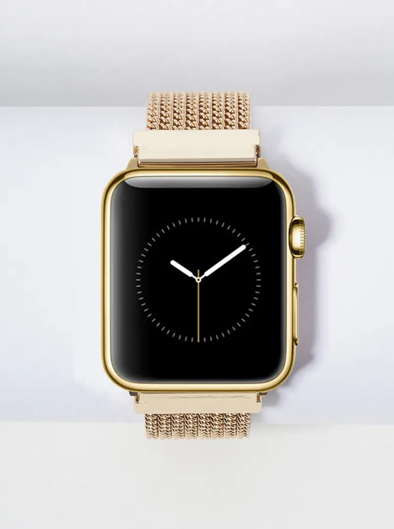 Metal Chain Leatherette Magnetic Closure Apple Watch Strap