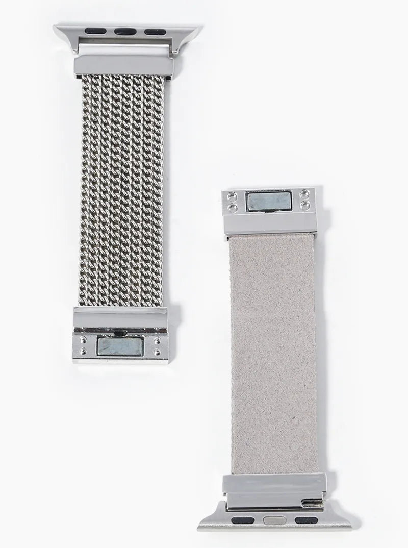 Metal Chain Leatherette Magnetic Closure Apple Watch Strap