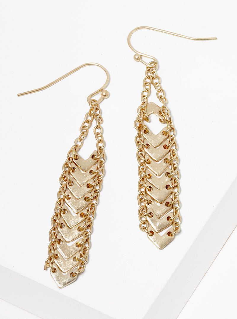 Metal Chevron Chain Drop Dangle Earrings