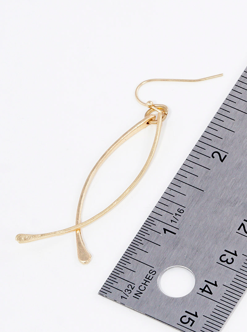 Metal Classy Double Curved Bar Dangle Drop Earrings