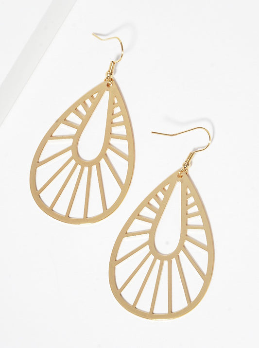Metal Cut Out Teardrop Dangle Drop Earrings