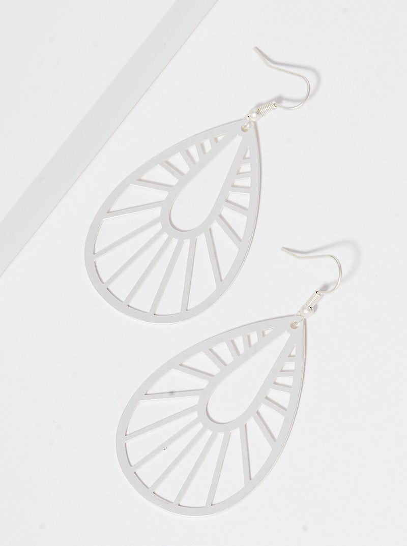 Metal Cut Out Teardrop Dangle Drop Earrings