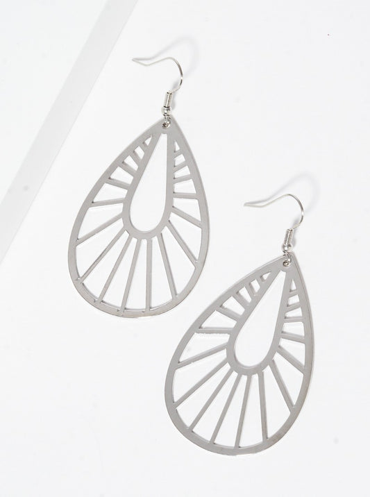 Metal Cut Out Teardrop Dangle Drop Earrings