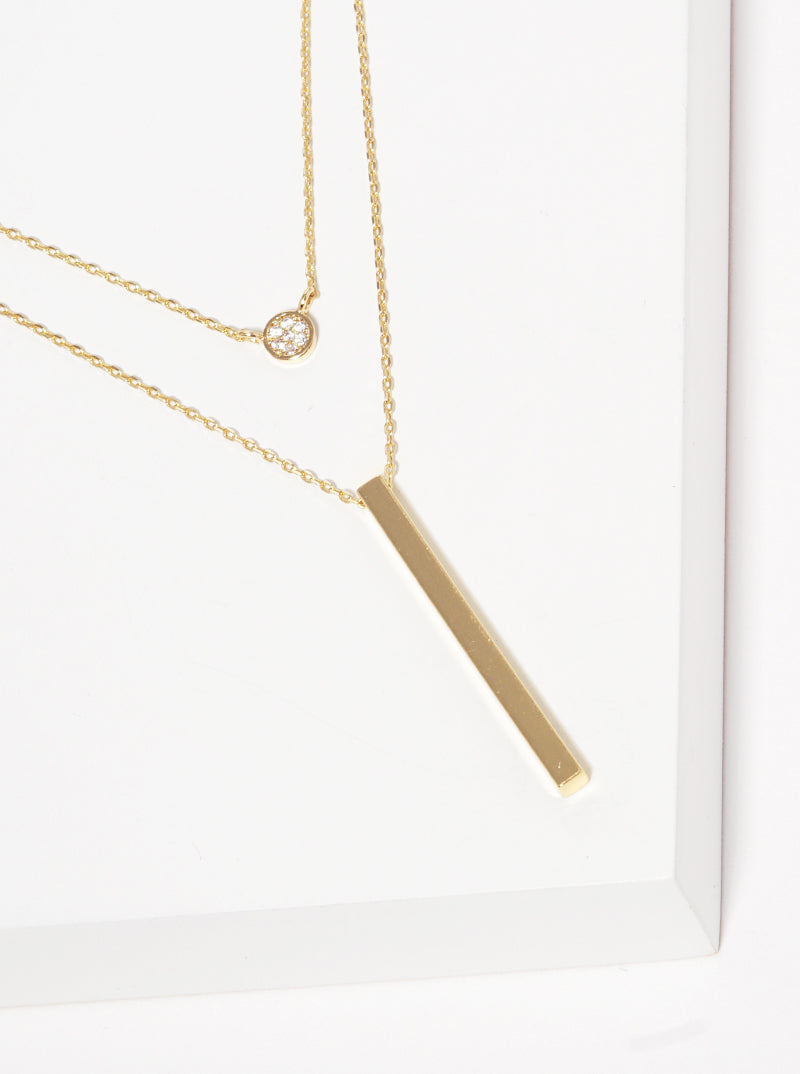 Metal Delicate Classic Layered Vertical Bar Necklace