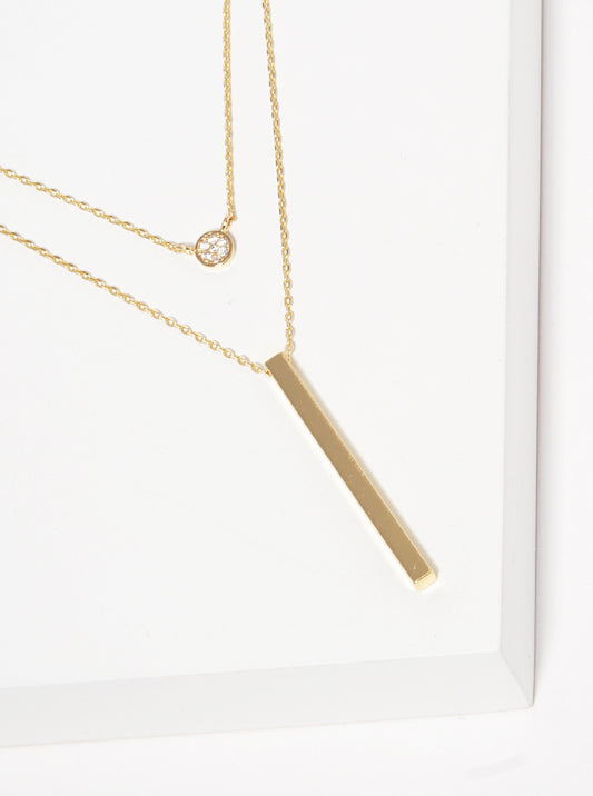Metal Delicate Classic Layered Vertical Bar Necklace