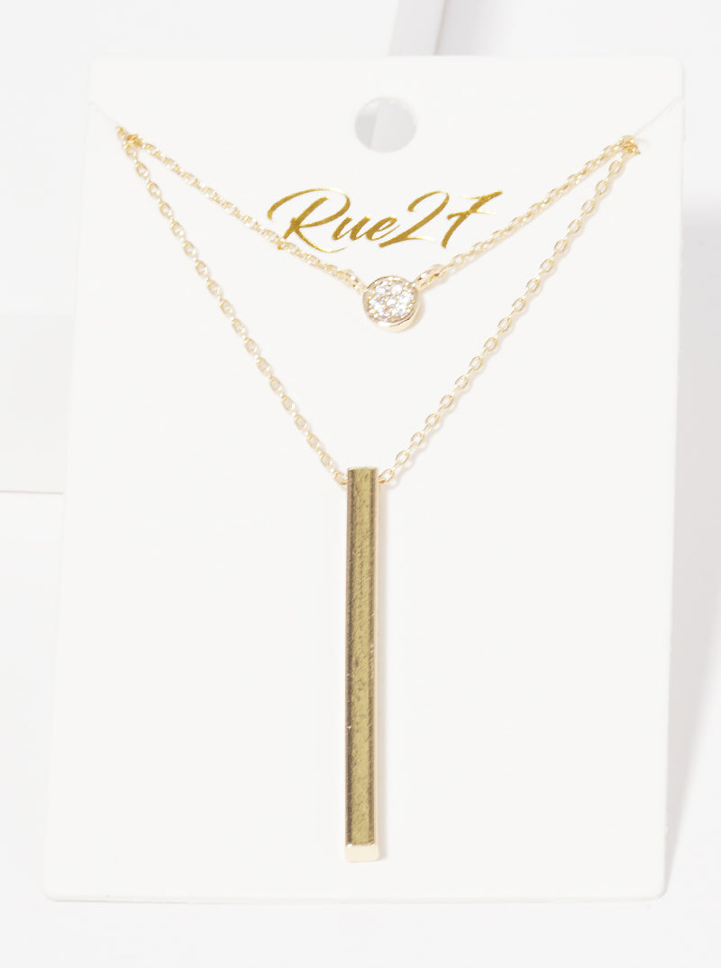 Metal Delicate Classic Layered Vertical Bar Necklace