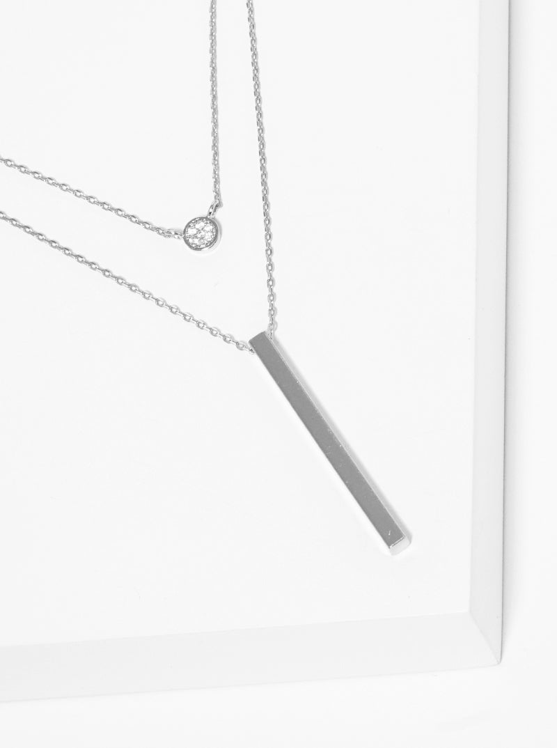 Metal Delicate Classic Layered Vertical Bar Necklace