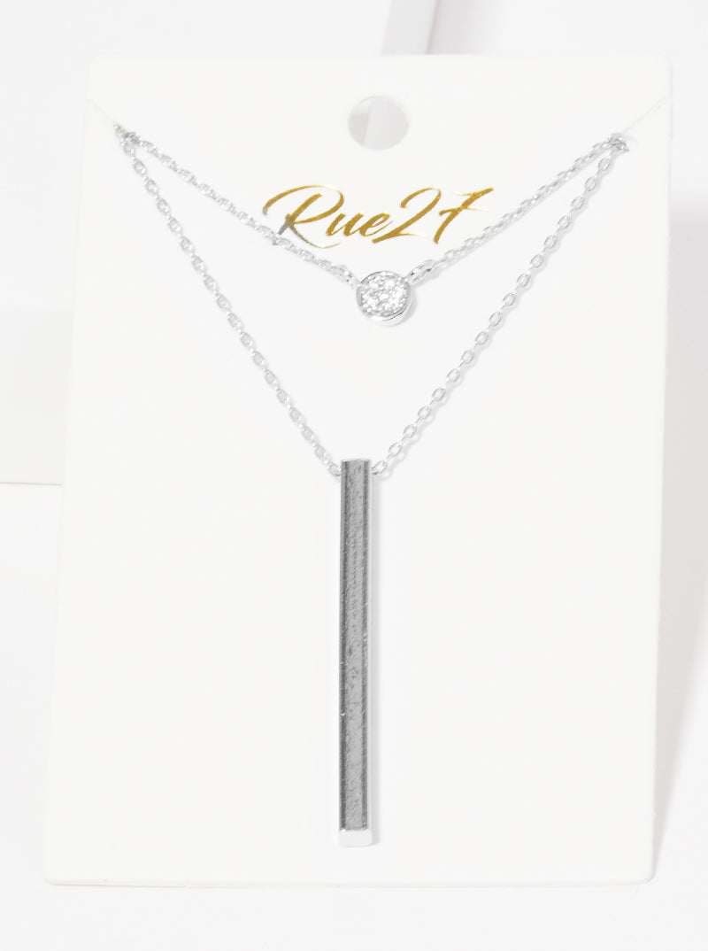 Metal Delicate Classic Layered Vertical Bar Necklace
