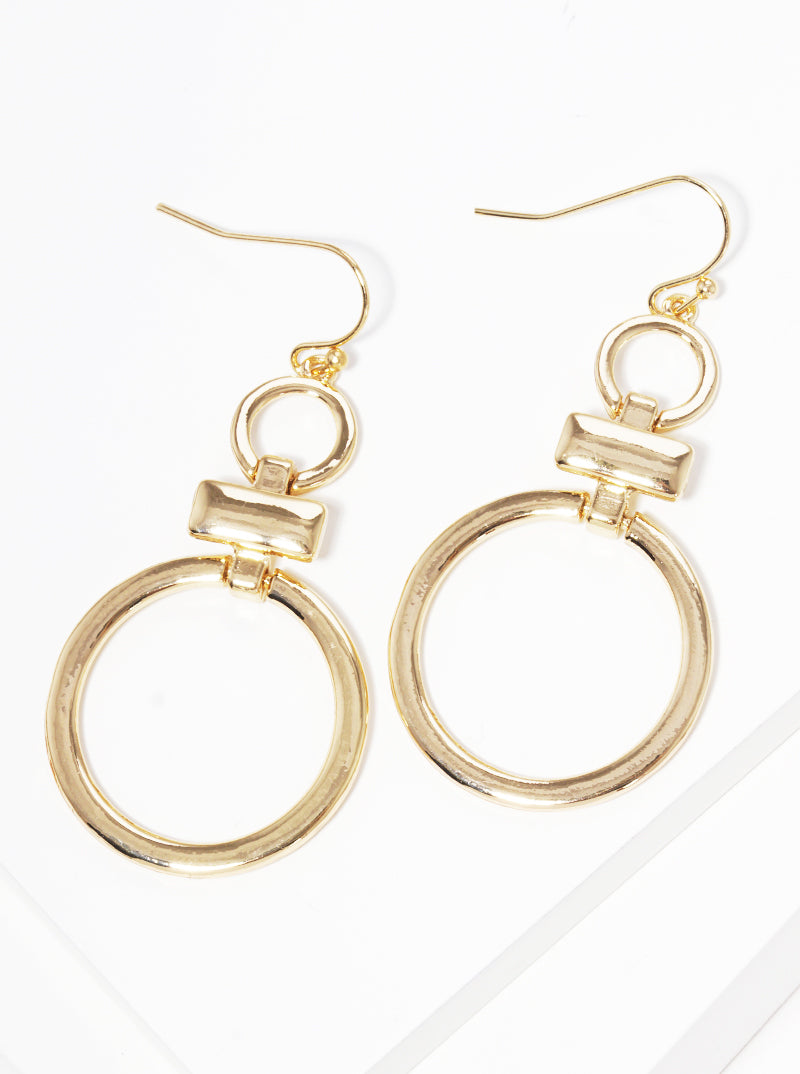 Metal Door Knocker Fishhook Dangle Drop Earrings