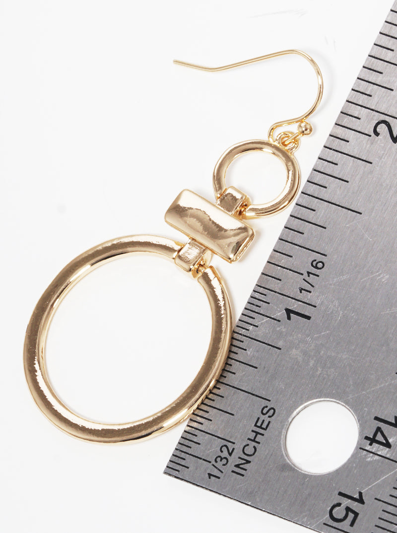 Metal Door Knocker Fishhook Dangle Drop Earrings