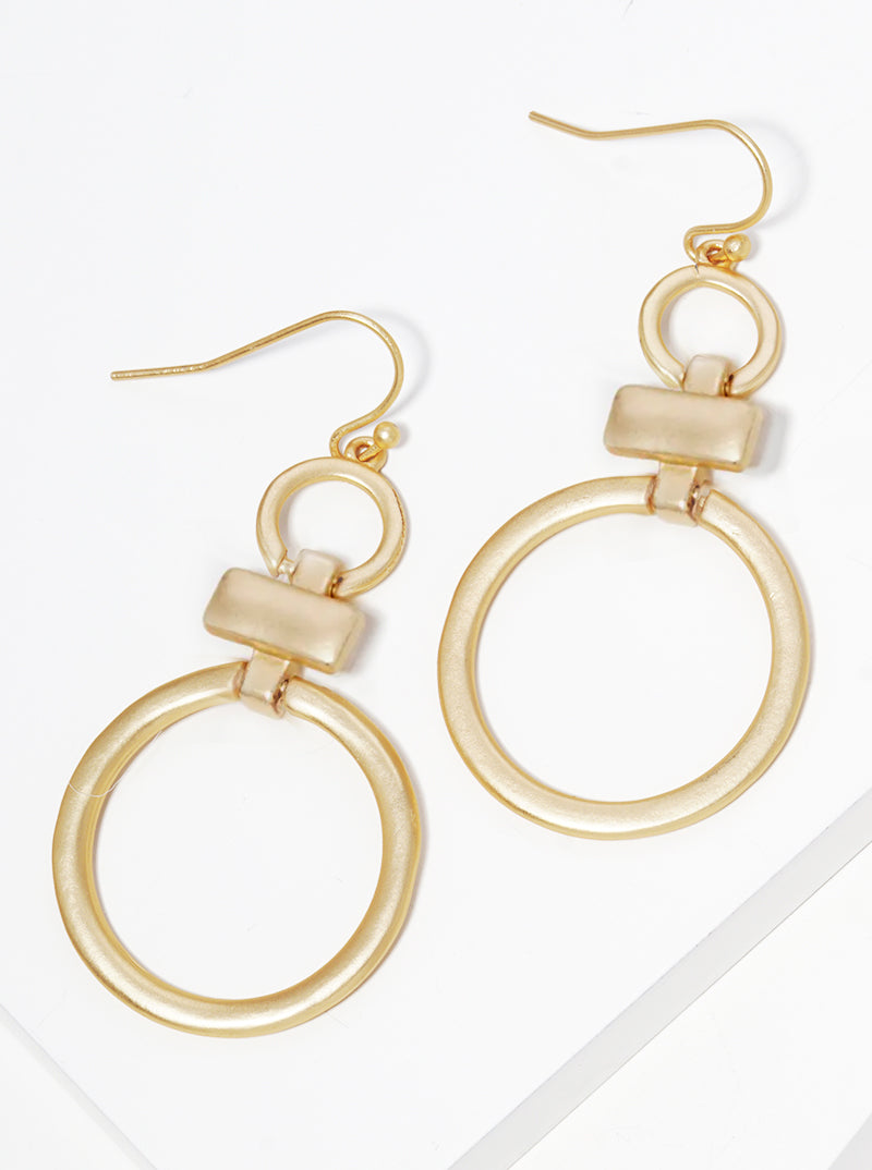 Metal Door Knocker Fishhook Dangle Drop Earrings