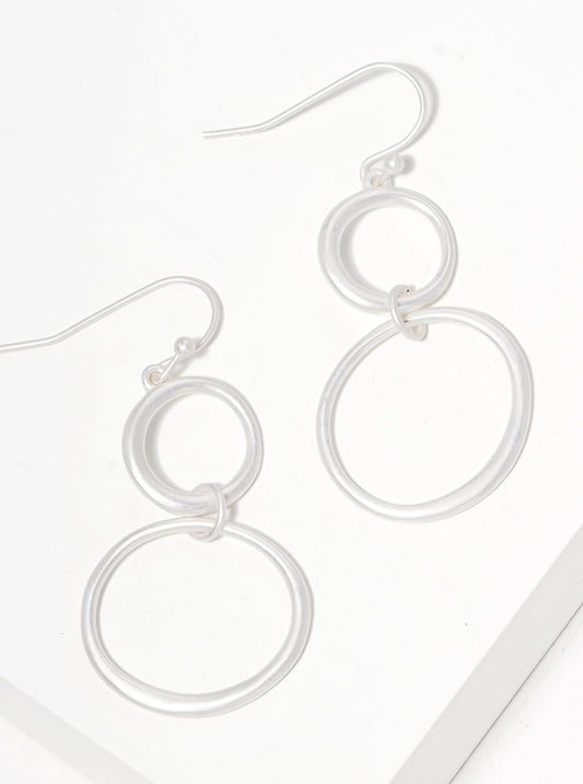 Metal Double Round Fishhook Dangle Drop Earrings